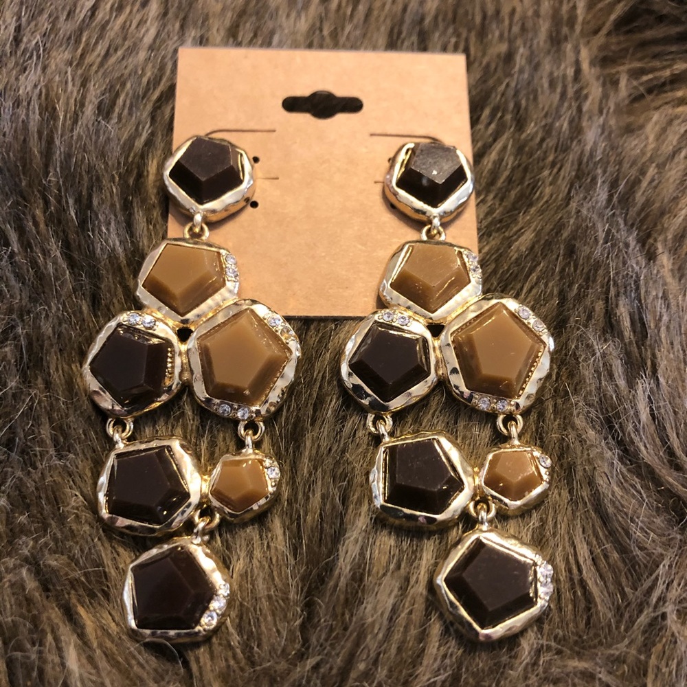 Geometric resin stone drop dangle pierced earrings